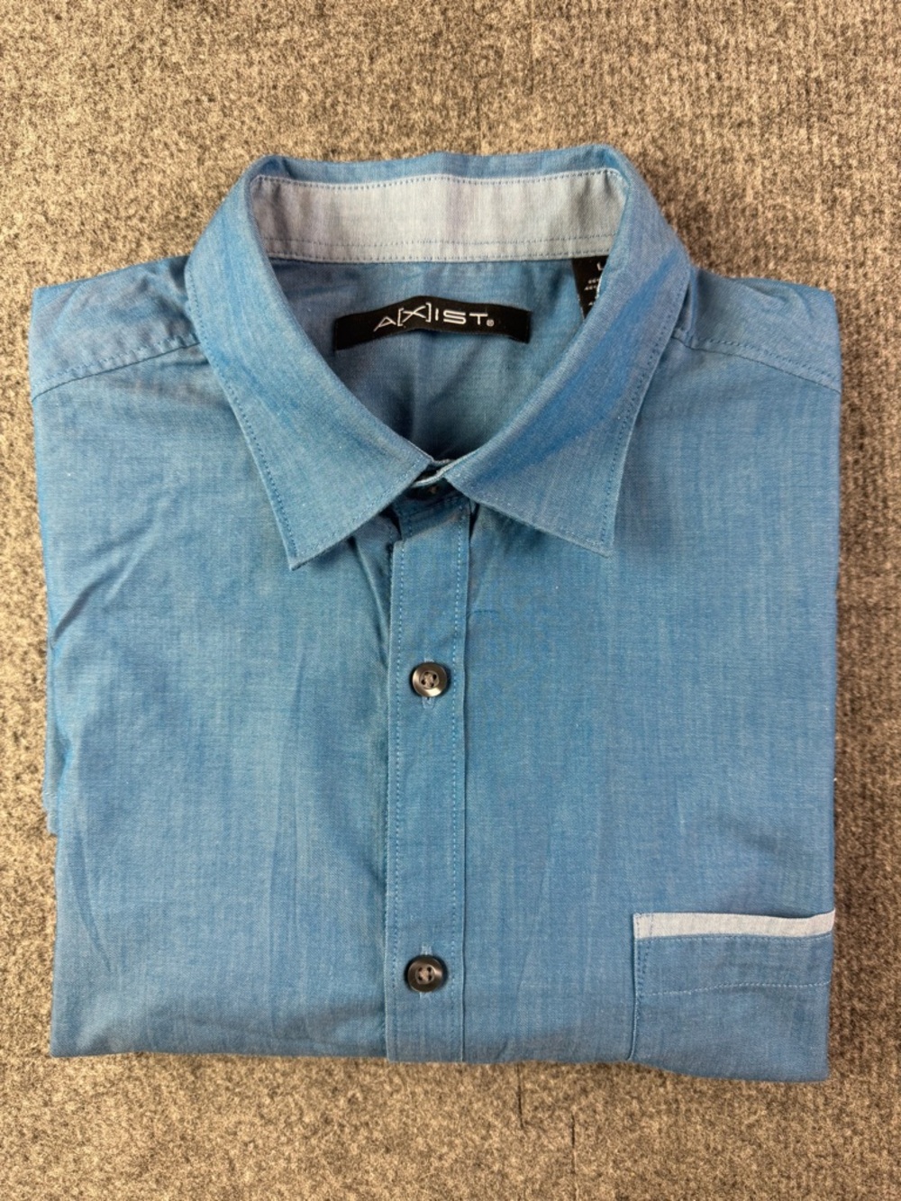 A[x]ist Mens 100% Cotton Short Sleeve Button Up Shirt Size L Blue